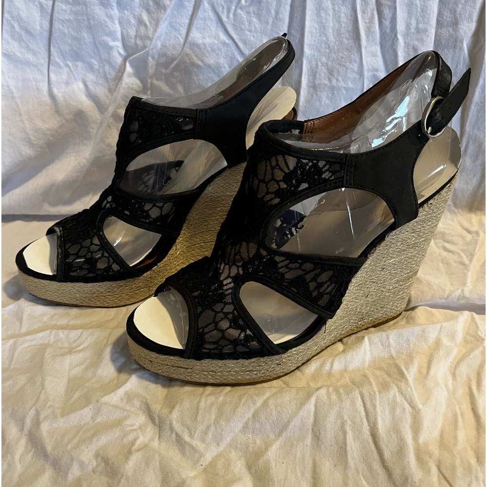 New without box Lucky Brand Riedel Black Wedge Sandal Size 10